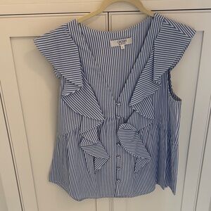 CROSBY by Mollie Burch Striped Ruffle Blouse